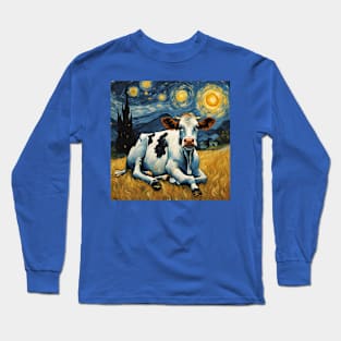 A Cow in the Starry Night Long Sleeve T-Shirt